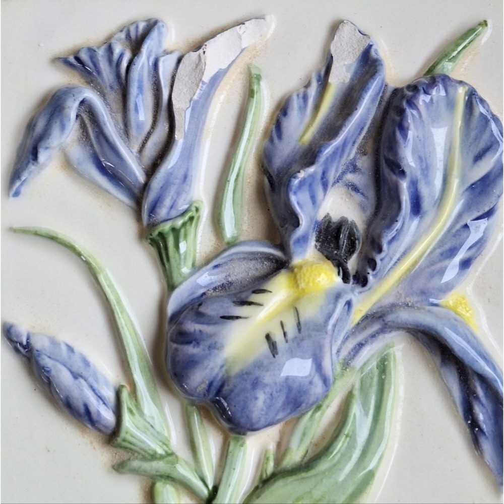 Rare 3D Porcelain Tiles Crafters Lot of 10 Flowers 4 x 4 Vintage 1980s - Picture 11 of 11